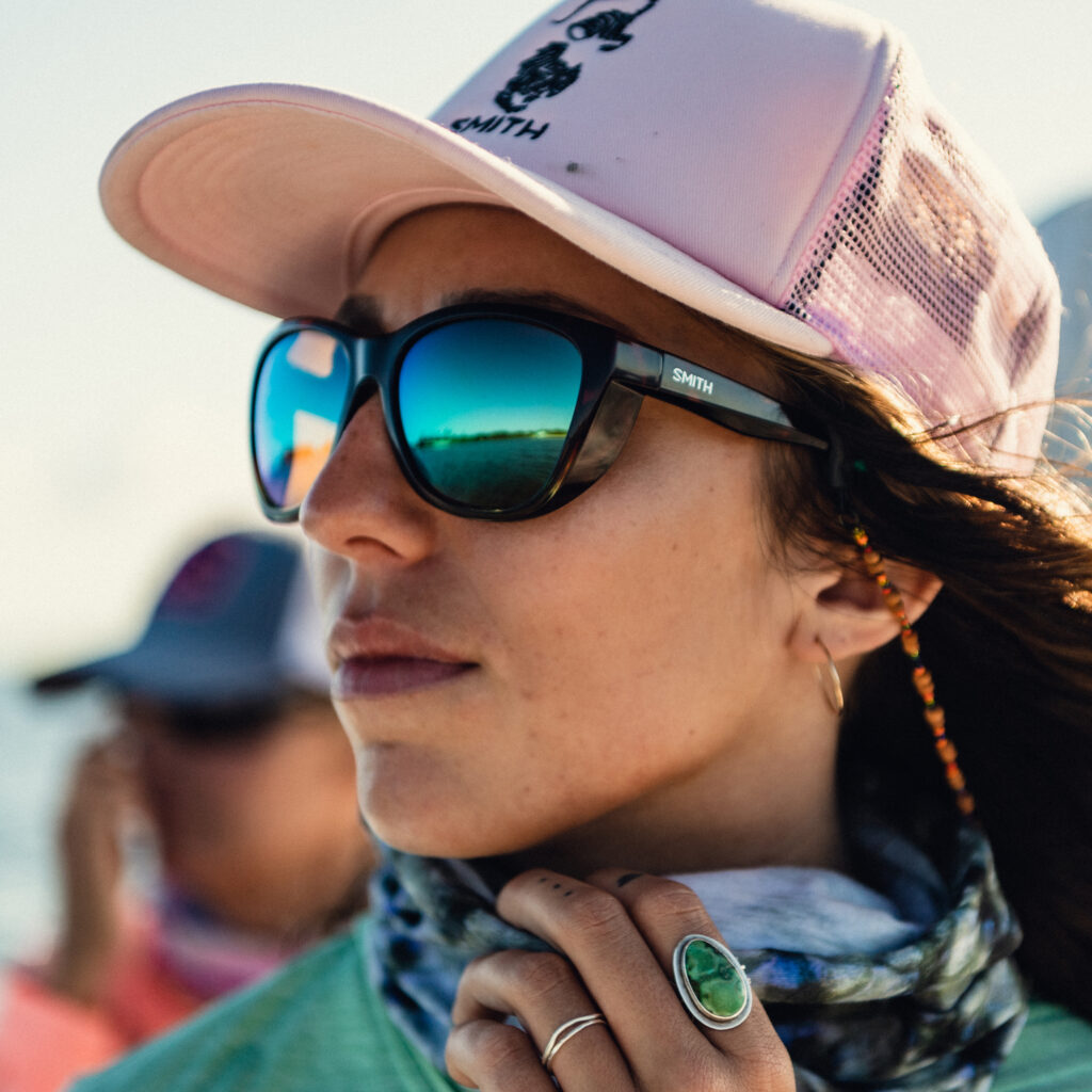 Shyanne Orvis wearing Shoal fishing sunglasses