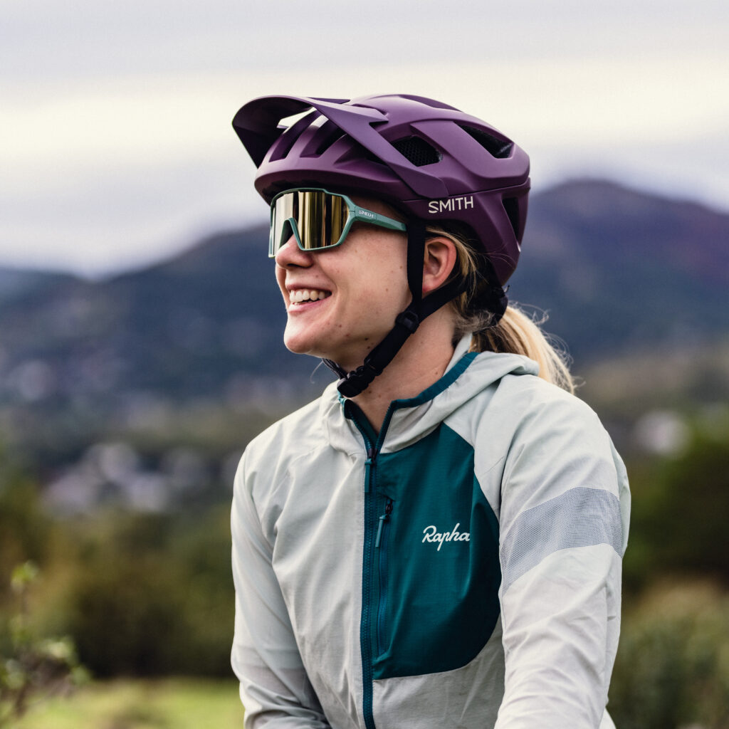 Ella Conolly wearing the Session helmet and Shift MAG sunglasses