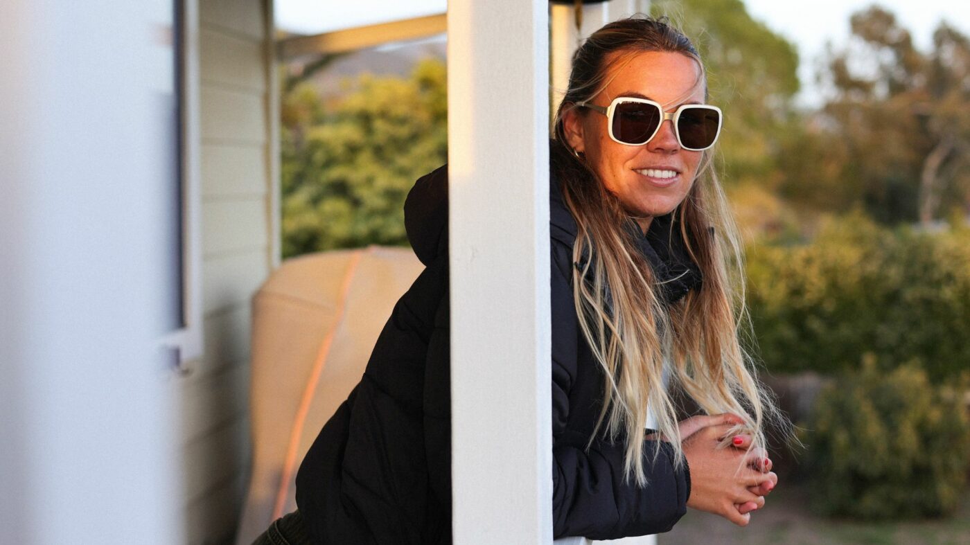 Zoe McDougall wearing the Aveline statement sunglasses. 